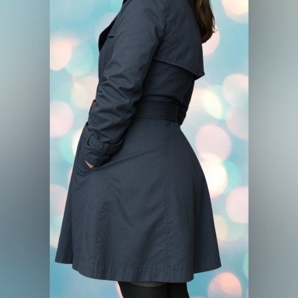 🌟Atmosphere Navy Blue Trench Coat Size S🌟 - Picture 15 of 16
